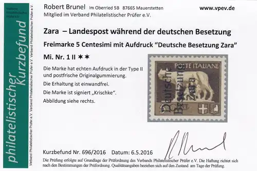 Zara: Michel N° 1I et 1II, frais