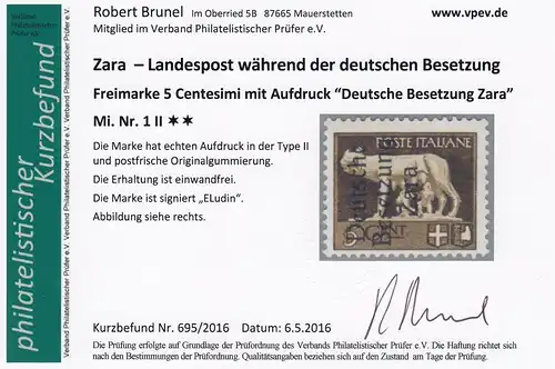 Zara: MiNr. 1I und 1II, postfrisch