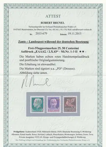 Zante: MiNr. 1-3 II, postfrisch