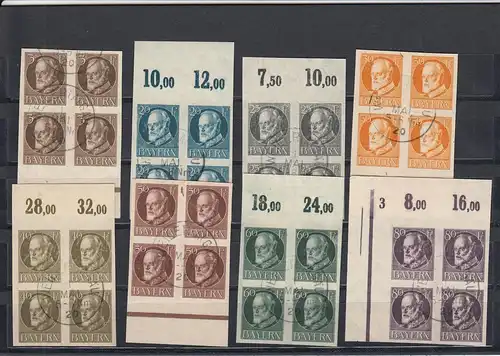 Bavière: MiNr. 94 - 103II U, cacheté dans le quadrilatérale, signature Infla Berlin