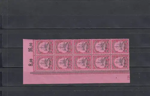 DSWA: Min. 19, Eckrand 10 bloc avec plaque numéro 128, frais de port, BPP Attest