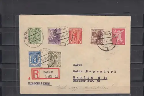 SBZ: MiNr. 1-7B, auf Einschreibebrief, Signatur BPP