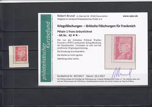 Frankreich- Britische Propagandafälschung MiNr. 40 und 42, postfrisch, Eckrand