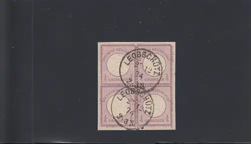 Deutsches Reich: MiNr. 1, gestempelt, im Viererblock, Leobschütz, BPP Attest