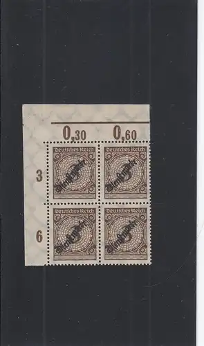 Reich allemand: MiNr. 99b, Eckrand Quaderblock, post-free.
