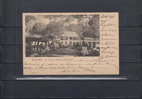 Tonga: 1901: Registered card Tonga Tabu with Natives to Germany