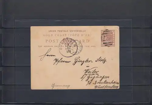 Togo 1890: Carte de Quidah, courrier missionnaire de HO