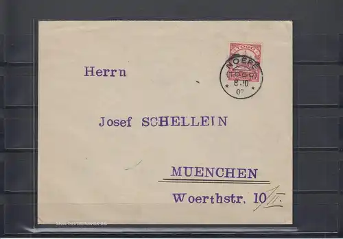 Togo 1907: Brief Noepe, Entwertung rot Schiffszeichnung sehr klar nach München