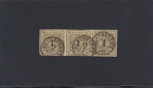 Wurtemberg: numéro 1c, bande horizontale de 3 bandes, petites défauts, BPP vérifié
