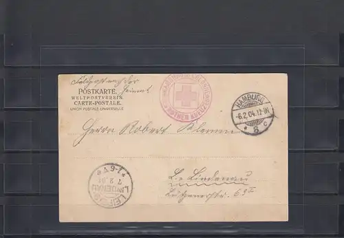 DSWA 1904: AK de Hambourg par courrier de terrain à Leipzig avec Lucie Woermann Kaumer