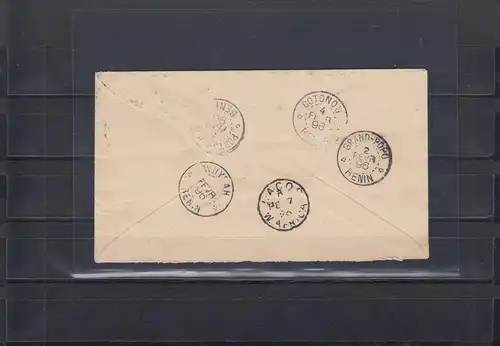 Togo Précurseur 1896: Lettre de Petit Popo sur Grand-Popo, Wydah, Cotonou à Sagos