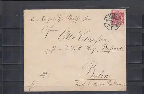 DR 1896: Kiel an Maschinist des Kreuzers Bussard in APIA wegen Unruhen