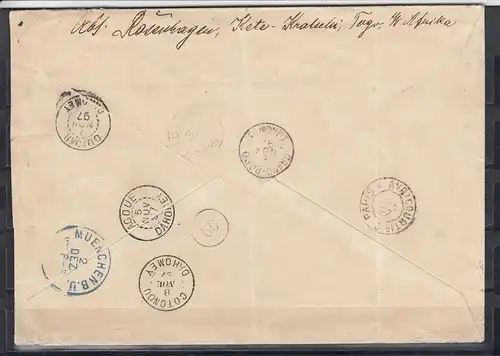 Togo 1897: Lettre R avec rare armoire mixte de Lomé.