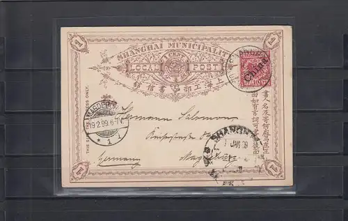 Kiautschou China 1899: Lokalpost Shanghai - Kiangyin nach Magdeburg
