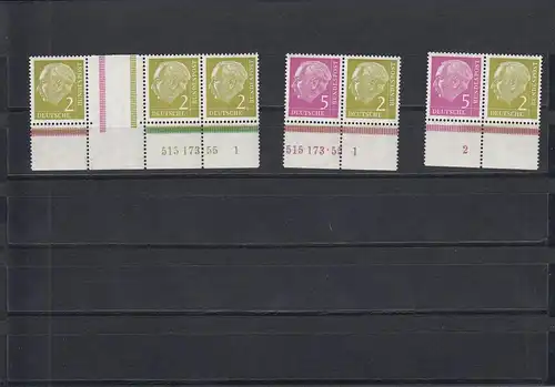 Bund: MiNr. WZ10, W11 mit HAN und Plattennummer, postfrisch