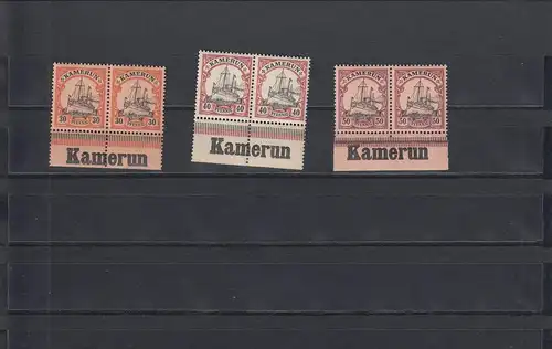 Kamerun: MiNr. 12-14 vom Unterrand mit Inschrift, **