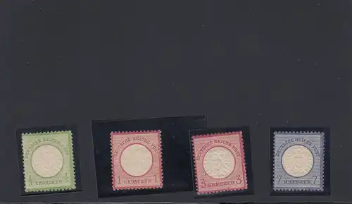 Deutsches Reich: MiNr. 17 ** (kl. Patina), 19,25,26 (letzte 3 Marken BPP Befund)