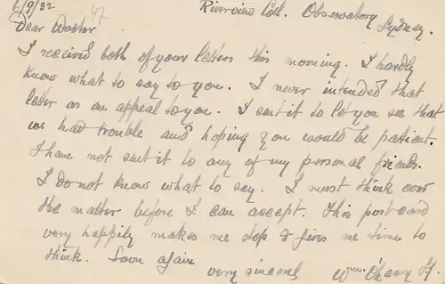 Australien: 1932: Postcard Sydney to Lembang - Java