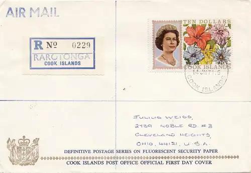 Australie: 1968: Cook Islands Rarotonga - FDC to USA
