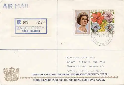 Australien: 1968: Cook Islands Rarotonga - Registered FDC to USA