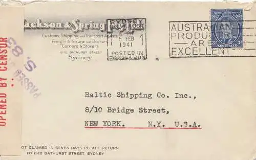 Australia 1941: Sydney to Ney York, Censor