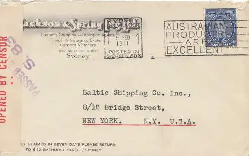 Australie 1941: Sydney to Ney York, Censor