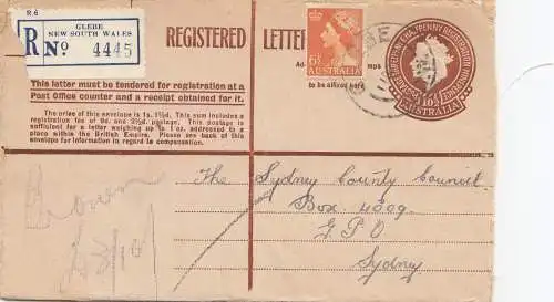 Australia 1956: Registered letter, Glebe to Sydney