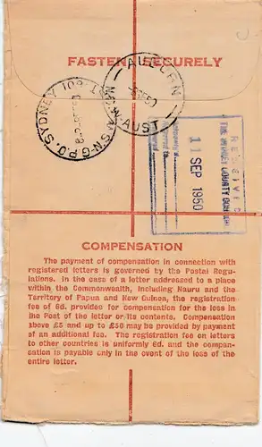 Australia: 1950: Registered letter Auburn NSW to Sydney