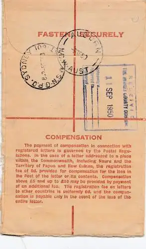 Australie: 1950: Registered letter Auburn NSW to Sydney