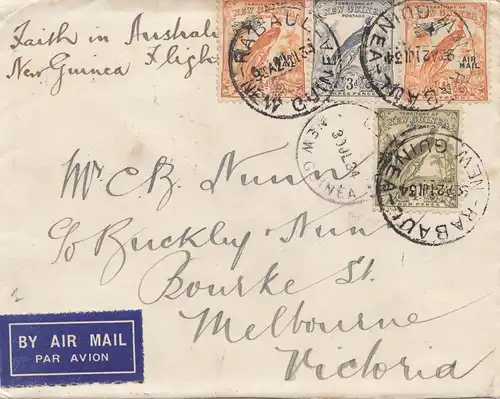 New Guinea: 1934: Air Mail Rabaul to Melbourne