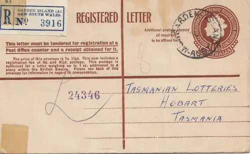 Australia Registered letter 1954 Garden Island to Tasmania