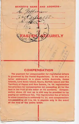 Australia 1957: Registered letter Ryde to Sydney