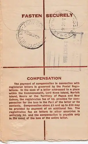 Australia 1956: Registered letter Kingsford to Sydney