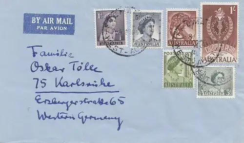 Australia: 1951: Air Mail to Karlsruhe / Germany