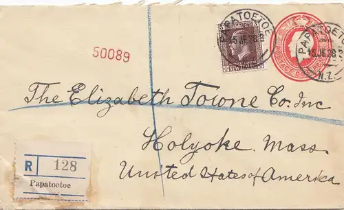 New Zealand 1928: Registered Papatoetoe to USA