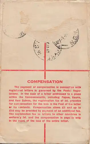 Australia: 1954: Registered letter Drummoyne