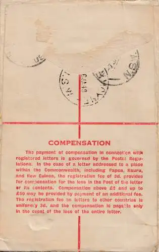 Australia: 1954: Registered letter Drummoyne