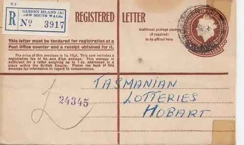 Australia 1954: Registered letter Garden Island to Hobart - Tasmania