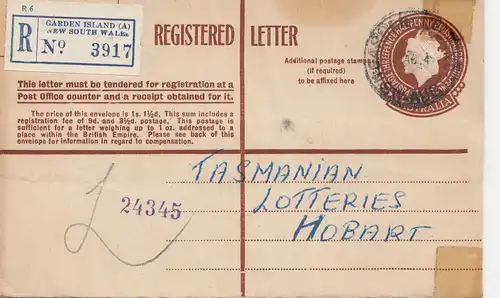 Australie 1954: Registered letter Garden Island to Hobart - Tasmania