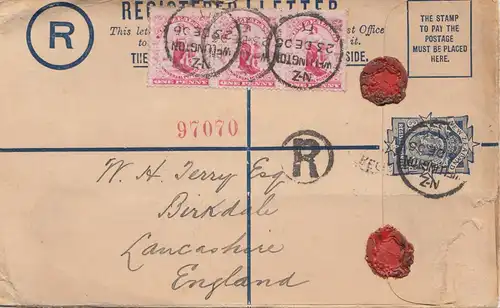 New Zealand 1906: Registered letter to England