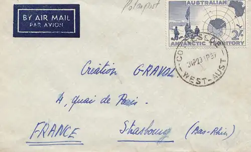Australia: 1957: Air Mail to France