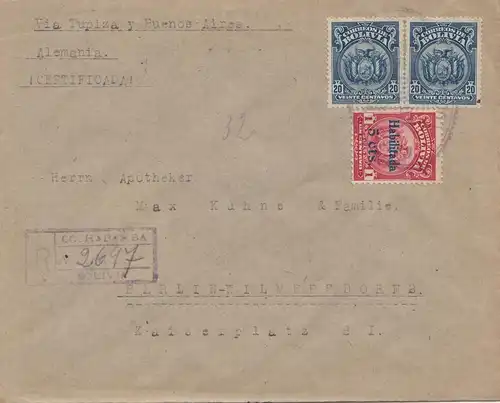 Bolivia/Bolivie: Registered 1925 from Cochabamba to Berlin