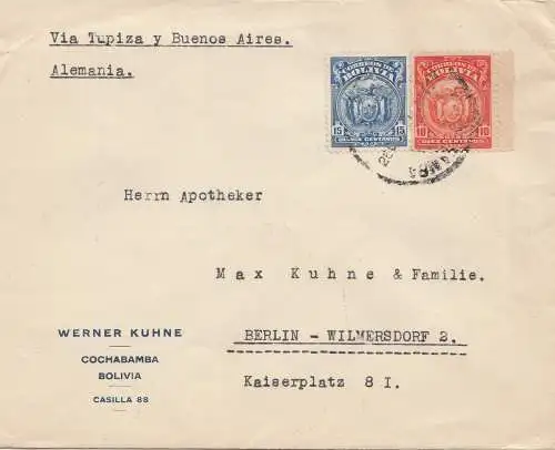 Bolivia/Bolivie: Cochabamba cover to Berlin