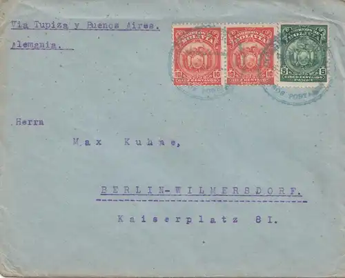 Bolivia/Bolivie: 1921 Cochabamba via Buenos Aires to Germany/ Berlin
