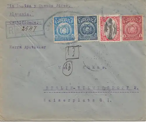 Bolivie: 1923: Registered Cochabamba to Berlin/Germany