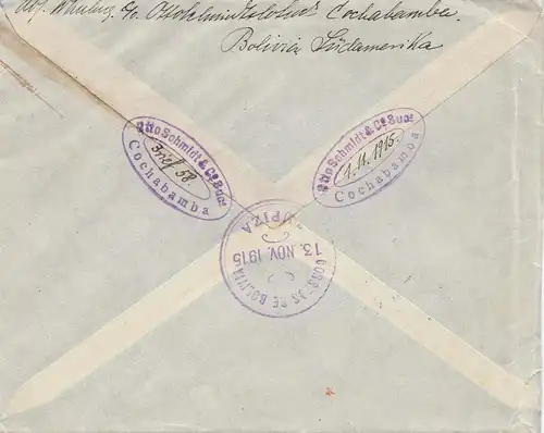 Bolivia/Bolivie:1915 Cochabamba to Berlin/Germany, bureau d'Emmerich Frei
