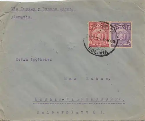 Bolivie: 1923 Cochabamba to Berlin/Germany