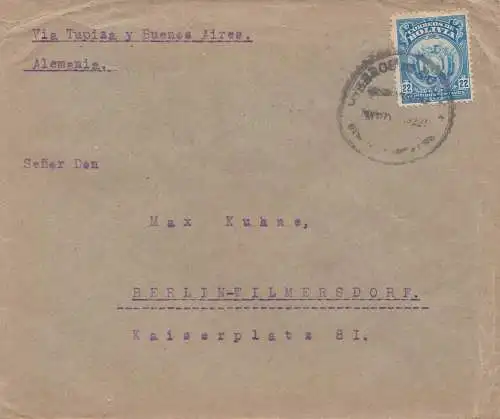 Bolivien: Cochabamba via Buenos Aires to Berlin 1922