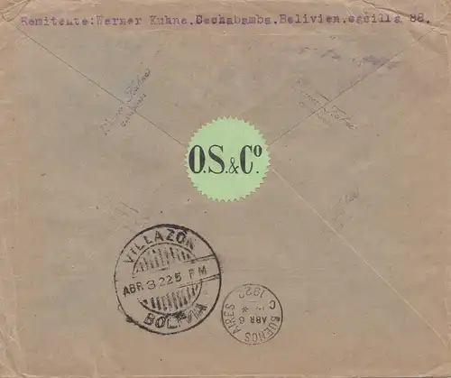 Bolivien: Cochabamba via Buenos Aires to Berlin 1922