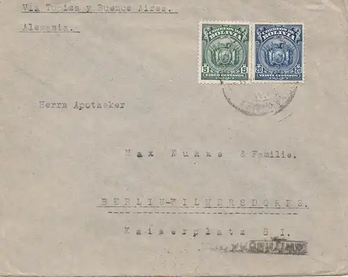 Bolivia/Bolivie: 1926 Cochabamba via Tupiza-Buenos Aires to Berlin/Germany